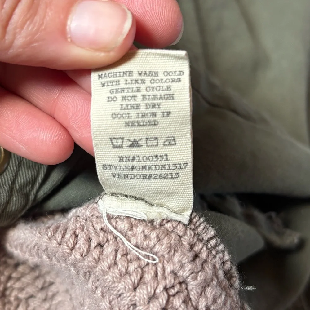 BKE Olive Green Utility Jacket Military Style Zip Pocket Snap Front Medium